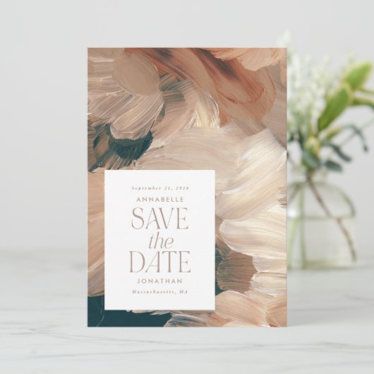 Abstract geschilderd modern blauwgroen crème terra kaart (Staand voorkant)