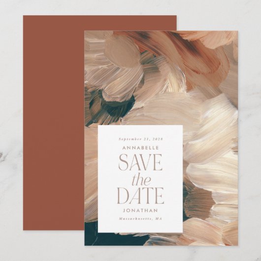 Abstract geschilderd modern blauwgroen crème terra kaart (Voorkant / Achterkant)