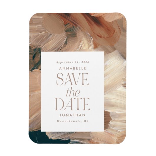 Abstract geschilderd modern blauwgroen crème terra magneet (Verticaal)