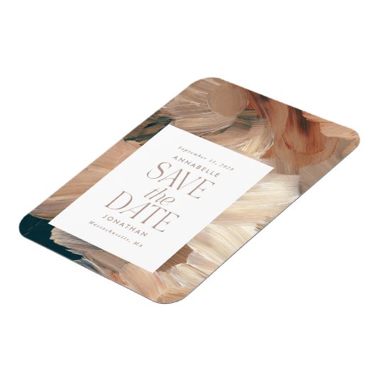 Abstract geschilderd modern blauwgroen crème terra magneet (Linkerzijde)