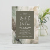 Abstract geschilderd modern donkergroen bruiloft kaart (Staand voorkant)