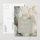 Abstract geschilderd Modern Sage Green Save the Da Briefkaart (Voorkant / Achterkant)