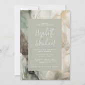 Abstract geschilderd Modern Sage Groen Bruiloft Kaart (Voorkant)