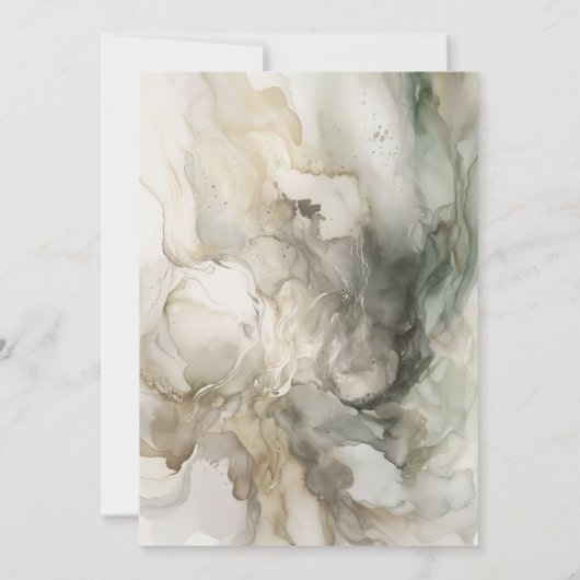 Abstract geschilderd Modern Sage Groen Bruiloft Save The Date (Achterkant)