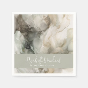 Abstract geschilderd Modern Sage Groen Bruiloft Servet