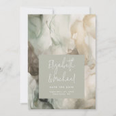 Abstract geschilderd Modern Sage Groen Foto Bruilo Save The Date (Voorkant)