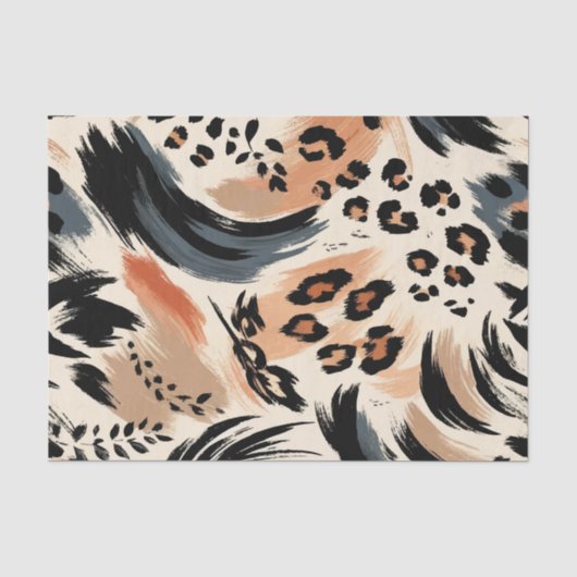 Abstract Geschilderde Exotische Dierprint Luipaard Tissuepapier (Voorkant)