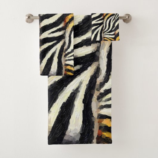 Abstract geschilderde gemengde wilde dierenprint bad handdoek (Insitu)