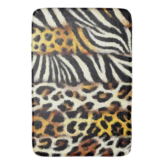 Abstract geschilderde gemengde wilde dierenprint badmat (Voorkant Verticaal)