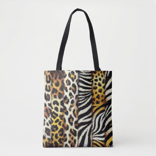 Abstract geschilderde gemengde wilde dierenprint tote bag (Voorkant)
