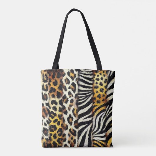 Abstract geschilderde gemengde wilde dierenprint tote bag (Achterkant)