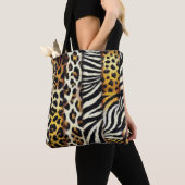 Abstract geschilderde gemengde wilde dierenprint tote bag (Dichtbij)