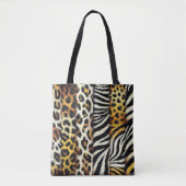 Abstract geschilderde gemengde wilde dierprint tote bag (Voorkant)
