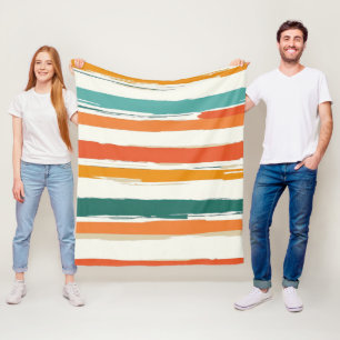 Abstract geschilderde horizontale penseelstrepen B Fleece Deken