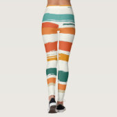 Abstract geschilderde horizontale penseelstrepen B Leggings (Achterkant)