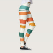 Abstract geschilderde horizontale penseelstrepen B Leggings (Rechts)