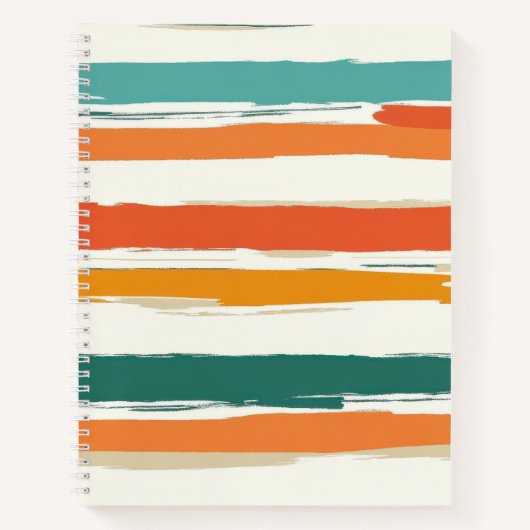 Abstract geschilderde horizontale penseelstrepen B Notitieboek (Voorkant)