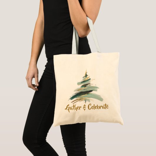 Abstract geschilderde kerstboom tote bag (Voorkant (product))