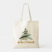 Abstract geschilderde kerstboom tote bag (Achterkant)