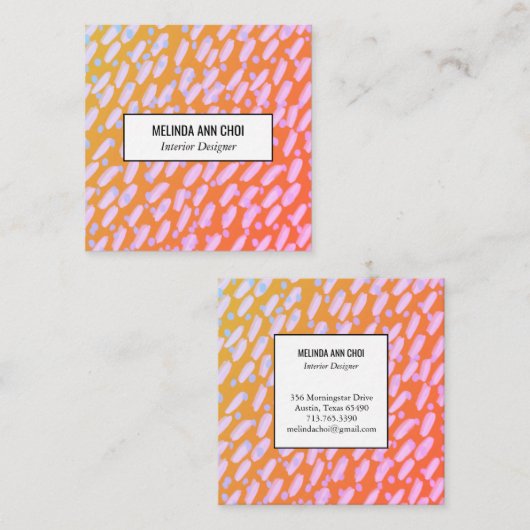 Abstract geschilderde stippen spots tropische punc vierkante visitekaartje (Voorkant / Achterkant)