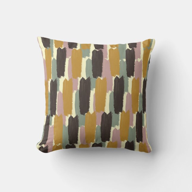 Abstract geschilderde streep moderne retro botanis kussen (Voorkant)