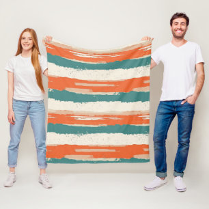 Abstract geschilderde versleten strepen Terracotta Fleece Deken
