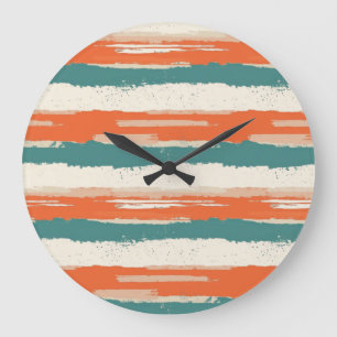 Abstract geschilderde versleten strepen Terracotta Grote Klok