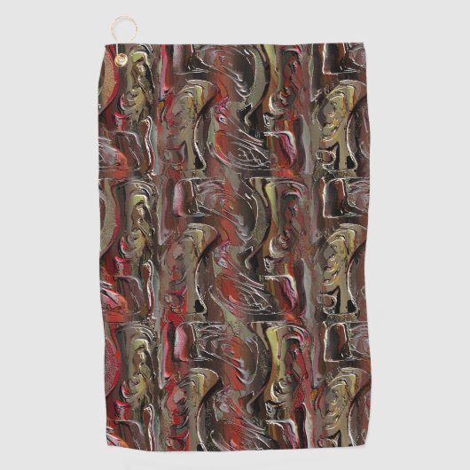 Abstract gesneden in mahonie en donkerrood golfhanddoek (Voorkant)
