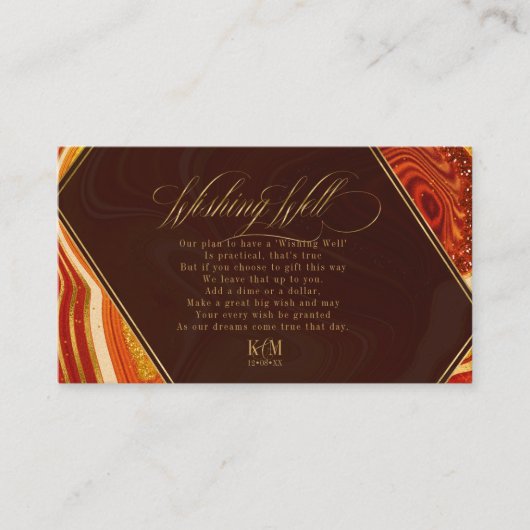 Abstract gespleten Wishing Well V1 Hot Sinaasappel Informatiekaartje (Voorkant)