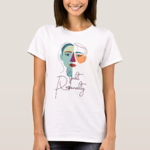 Abstract gesplitst gezichtsportret t-shirt
