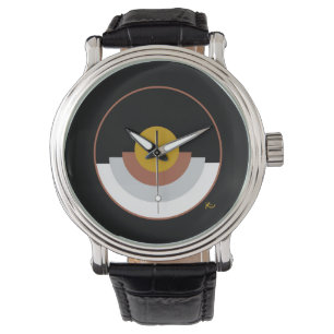 Abstract gestapeld cirkelontwerp polshorloge horloge