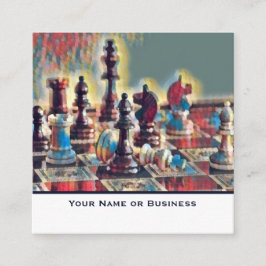Abstract gestileerde schaakstukken Coach Club Vierkante Visitekaartje