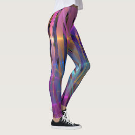 Abstract gestreepte glanzende geometrische decorat leggings
