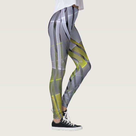 Abstract gestreepte glanzende geometrische decorat leggings (Rechts)