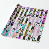 Abstract gestreepte strepen beige turquoise p cadeaupapier (Uitgerold)