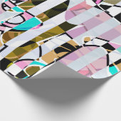 Abstract gestreepte strepen beige turquoise p cadeaupapier (Hoek)