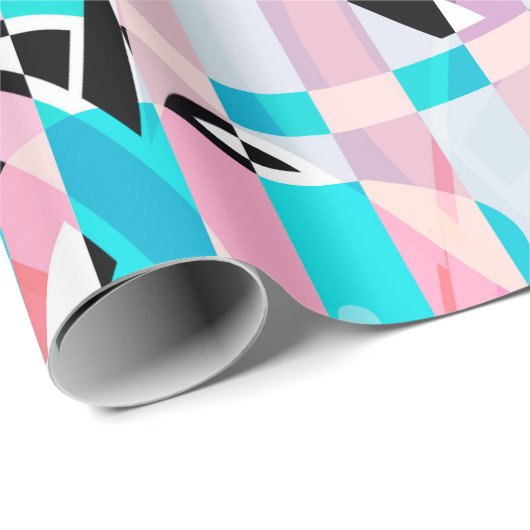 Abstract gestreepte strepen beige turquoise p cadeaupapier (Rol Hoek)
