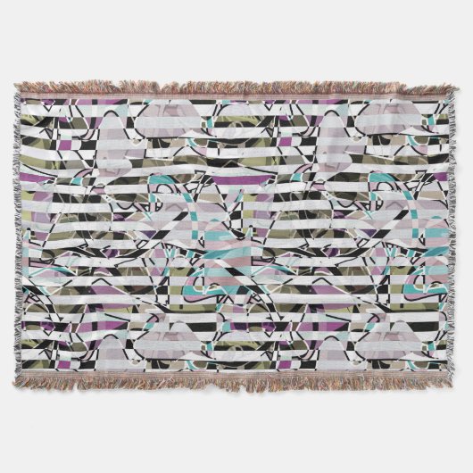 Abstract gestreepte strepen beige turquoise p deken (Voorkant)