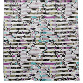Abstract gestreepte strepen beige turquoise p douchegordijn (Voorkant)