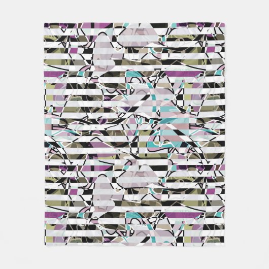 Abstract gestreepte strepen beige turquoise p fleece deken (Voorkant)