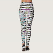 Abstract gestreepte strepen beige turquoise p leggings (Achterkant)