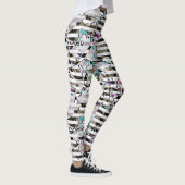 Abstract gestreepte strepen beige turquoise p leggings (Rechts)