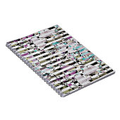 Abstract gestreepte strepen beige turquoise p notitieboek (Rechterzijde)