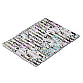 Abstract gestreepte strepen beige turquoise p notitieboek (Linkerzijde)