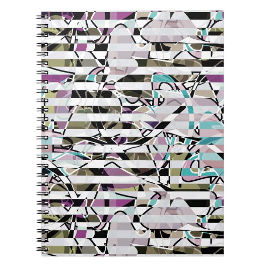 Abstract gestreepte strepen beige turquoise p notitieboek (Voorkant)
