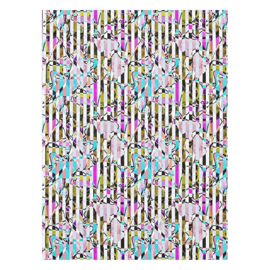 Abstract gestreepte strepen beige turquoise p tafelkleed (Voorkant)
