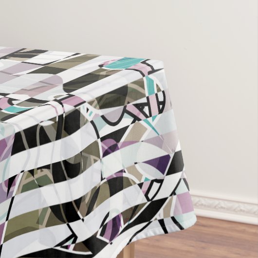 Abstract gestreepte strepen beige turquoise p tafelkleed (Voorbeeld)
