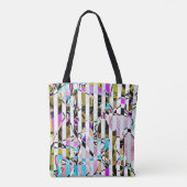 Abstract gestreepte strepen beige turquoise p tote bag (Achterkant)