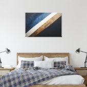Abstract Getextureerde Diagonaal Blauw Goud Canvas Afdruk (Insitu (Slaapkamer))