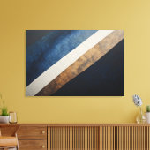 Abstract Getextureerde Diagonaal Blauw Goud Canvas Afdruk (Insitu (Woonkamer))